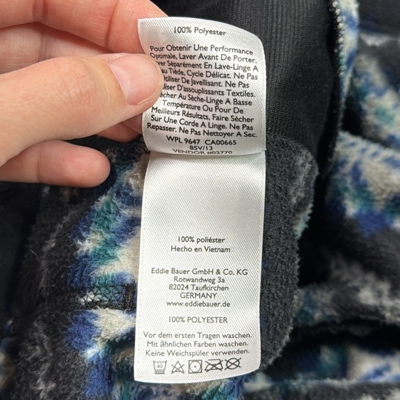 Eddie Bauer Blue Black 1/4 Zip Fleece Pullover Sweatshirt Small - Picture 9 of 9